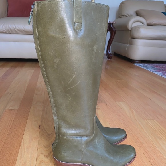 Cole Haan Olive Green Leather KneeHigh Boot NEW 7B - Picture 4 of 8
